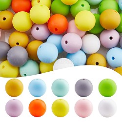 100Pcs Silicone Beads 15mm Round Silicone Bead Bulk Colorful Silicone Bead Kit for Keychain Jewelry DIY Crafts Making, Mixed Color, 15mm, Hole: 2mm