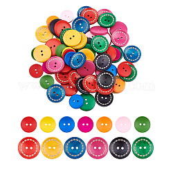 Botón de costura básica de 2 agujero, redondo, colorido, color mezclado, 200 PC / sistema