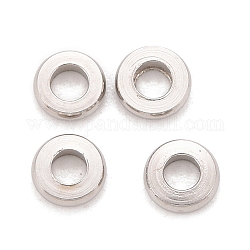 304 Edelstahl-Abstandhalter-Perlen, Donut, Edelstahl Farbe, 4x1 mm, Bohrung: 2 mm