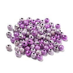Perles acryliques laquées, Style mat, ronde, orchidée, 6x5.5mm, Trou: 1.6mm
