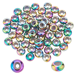 Ph pandahall 60 pièces perles coulissantes en acier inoxydable, Perles d'espacement colorées de 8mm, avec caoutchouc à l'intérieur, fermoirs coulissants, bouchons pour bracelets, colliers, fabrication de bijoux, Trou: 2mm