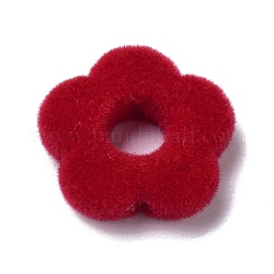 Perlas de resina flocky, flor, rojo, 14x15x4mm, agujero: 1.4 mm