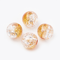Acryl-Perlen, transparenter Crackle-Style, Runde, orange, 8x7 mm, Bohrung: 2 mm, ca. 1840 Stk. / 500 g