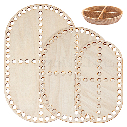 Wooden Crochet Basket Base, Bag Bottom, for Knting Craft Making, Oval, Navajo White, 18~24.9x10~15x0.25cm, Hole: 8mm, 3pcs/set