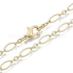Fabricación de collar de cadenas de cable de latón, con cierre de langosta, color dorado mate, 23.62 pulgada (60 cm) de largo, enlace 1: 9x4x0.6 mm, enlace 2: 3.5x3x0.6 mm, anillo de salto: 5x1 mm