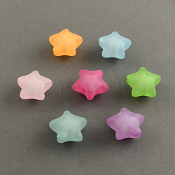 Frosted Acrylic Beads, Bead in Bead, Star, Mixed Color, 20x20x12mm, Hole: 3mm, about 285pcs/500g