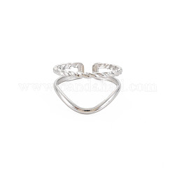 304 двойное кольцо из нержавеющей стали с открытой манжетой для женщин, цвет нержавеющей стали, размер США 6 3/4 (17.1 мм)
