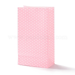 Rettangolari sacchetti di carta kraft, nessuna maniglia, sacchetti regalo, motivo a pois, perla rosa, 13x8x24cm