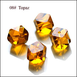 Perles d'imitation cristal autrichien, grade AAA, facette, perles de cube sans coin, orange, 4x4x4mm, Trou: 0.7~0.9mm