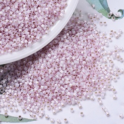 Perline miyuki delica, cilindro, perline giapponesi, 11/0, (db0624) alabastro foderato argento rosa chiaro tinto, 1.3x1.6mm, Foro: 0.8 mm, circa 2000pcs/10g