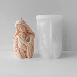 DIY-Kerzenformen aus lebensmittelechtem Silikon, zur Herstellung von Duftkerzen, Mutter hält Babystatue, weiß, 8.1x7.5x12.3 cm
