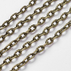 Chaînes de câbles en fer texturé, non soudée, avec bobine, sans plomb et sans nickel, ovale, bronze antique, 5x3.5x1mm