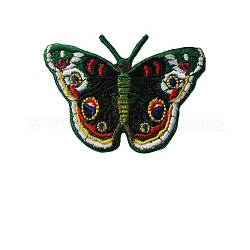 蝶の形のコンピューター刺繍布アイロン接着/縫い付けパッチ  マスクと衣装のアクセサリー  カラフル  45x62mm