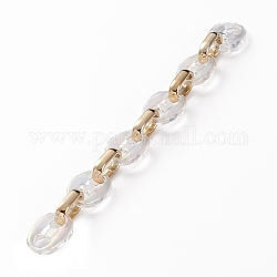 Handmade Transparent Acrylic Coffee Bean Chains, with CCB Plastic Linking Rings, Clear AB, 24x17x4.5mm, 18.5x11.5x4.5mm, 39.37 inch(1m)/strand