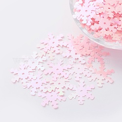 Ornement accessoires plastique paillette / paillettes perles, flocon de neige, rose, 19x17x0.1mm, Trou: 1.4mm