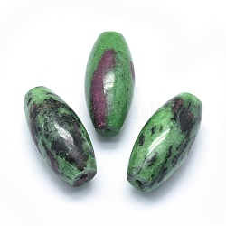 Rubis naturel en perles zoisite, la moitié foré, riz, 42.5~44x19~20mm, Trou: 3mm