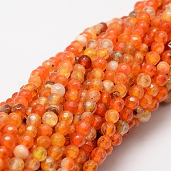 Facettierte natürliche Achat runde Perlen Stränge, gefärbt, dunkelorange, 4 mm, Bohrung: 1 mm, ca. 92 Stk. / Strang, 15.3 Zoll