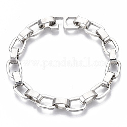 Bracelets de chaîne de câble en alliage unisexe, platine, 8-1/8 pouce (20.5 cm)