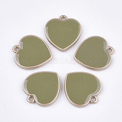 Ciondoli in plastica ccb, con smalto, cuore, verde oliva, 24x22x3.5mm, Foro: 1.8 mm