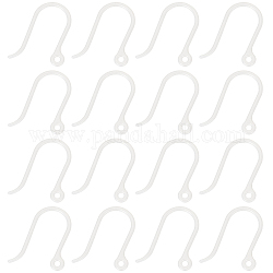 Sunnyclue 200pcs crochets de boucle d'oreille en plastique, fil d'oreille, avec boucle horizontale, fumée blanche, 11x9x0.6mm, Trou: 0.9mm