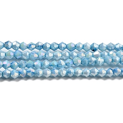 Fili di perle di vetro verniciate opache da forno, ab colore, sfaccettato, bicono, cielo azzurro, 3x2.5~2.8mm, Foro: 0.7 mm, circa 157~160pcs/filo, 16.38~16.54 pollice (41.6~42 cm)