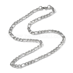 201 collares de cadenas Figaro de acero inoxidable para hombres y mujeres., color acero inoxidable, 22.32 pulgada (56.7 cm)