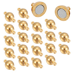 Messing-Magnetverschlüsse mit Schlaufen, Runde, golden, 14x8 mm, Bohrung: 1.6 mm