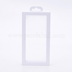 Supports de cadre en plastique, avec membrane transparente, Pour la bague, pendentif, affichage de bijoux de bracelet, rectangle, blanc, 20x9.2x2 cm