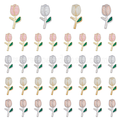 Dicosmetic cabochon smaltati in lega stile 80 pz 4, nail art accessori decorativi, tulipano, colore misto, 13x6x3mm, 20pcs / style
