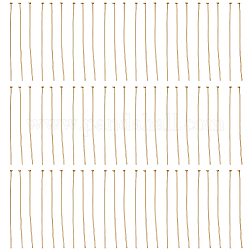 SUNNYCLUE 300Pcs 304 Stainless Steel Flat Head Pins, Real 18K Gold Plated, 50x0.7mm, 21 Gauge, Head: 1.5mm