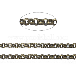 Латунные цепи Роло, отрыгивающие цепи, пайки, с катушкой, без кадмия, без никеля и без свинца, античная бронза, 1.5x0.6 мм, около 92 м / рулон