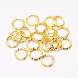 Messing Ringe springen, offene Ringe springen, Cadmiumfrei und Nickel frei und Bleifrei, echtes 18k vergoldet, 20 Gauge, 6x0.8 mm, Innendurchmesser: 4.4 mm, ca. 49 Stk. / 5 g