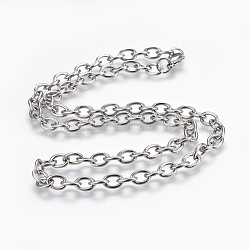 304 Stainless Steel Cable Chains Necklaces, with Lobster Claw Clasps, Stainless Steel Color, 19.8 inch(50.2cm)