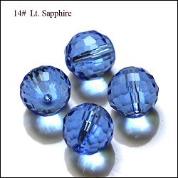 Imitazione branelli di cristallo austriaco, grado aaa, sfaccettato (128 sfaccettatura), tondo, blu fiordaliso, 10mm, Foro: 0.9~1 mm