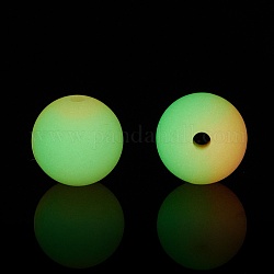 Zweifarbig leuchtende Silikonperlen, Selbstgemachte Halsketten und Armbänder für die Krankenpflege, Runde, gelb-grün, 11.5 mm, Bohrung: 2 mm