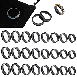 Unicraftale 24 個 8 サイズ黒ブランクコア指輪ステンレス鋼溝付き指輪ワイドバンドラウンド空のリングインレイリングジュエリーメイキングギフトサイズ 5-14