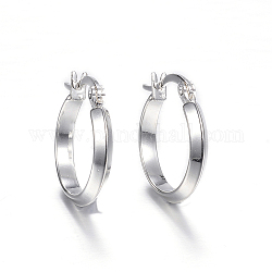 Pendientes de aro de 304 acero inoxidable, anillo, color plateado, 20x18.5x3mm, pin: 1x0.8 mm