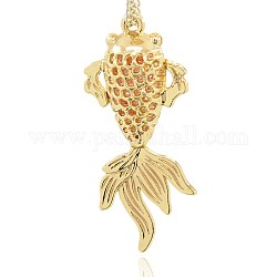 Nickel Free & Lead Free Light Gold Alloy Hollow Goldfish Necklace Pendants, Long-Lasting Plated, 46x20x10mm, Hole: 1mm