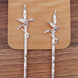 Alloy Bamboo Hair Sticks for Enamel, Long-Lasting Plated, Hair Accessories for Women, Platinum, 158x31mm