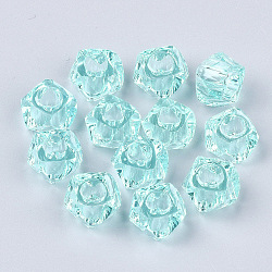 Transparent Resin Beads, Large Hole Beads, Faceted, Polygon, Pale Turquoise, 13x13x8mm, Hole: 5.5mm