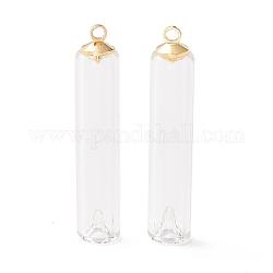 Pendentifs vernissées manuelles, avec bélières pendantes en alliage doré, bouteille de parfum, clair, 40x8mm, Trou: 1.8mm