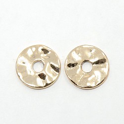 Nickel Free & Lead Free Golden Hammered Alloy Beads, Long-Lasting Plated, Disc, 14x2mm, Hole: 3mm