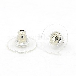 Brass Ear Nuts, Bullet Clutch Earring Backs with Pad, for Stablizing Heavy Post Earrings, Platinum Color, 12x7mm, Hole: 1mm