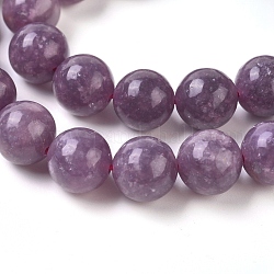 Fili di perle di pietra mica naturale di lepidolite / viola, tondo, 10mm, Foro: 1 mm, circa 39pcs/filo, 15.55 pollice (39.5 cm)
