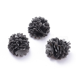 Handmade Polyester Woven Costume Accessories, Flower, Gray, 35x17.5mm