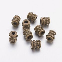 Séparateurs perles en alliage de style tibétain, Sans cadmium & sans nickel & sans plomb, colonne, bronze antique, 6x6mm, Trou: 2mm