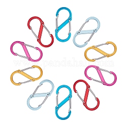 Gorgecraft Aluminium Rock Climbing Carabiners, Key Clasps, for Camping Hiking Fishing Traveling Backpack Bottle, S Shape, Mixed Color, 50.5x23x8mm, 5 colors, 2pcs/color, 10pcs/set