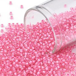 Toho runde Saatperlen, japanische Saatperlen, (191c) rosa ausgekleideter Kristall, 11/0, 2.2 mm, Bohrung: 0.8 mm, über 1110pcs / Flasche, 10 g / Flasche