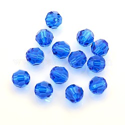 Австрийские хрустальные бусины, 8 mm граненый круглый, королевский синий, отверстие : 1 мм