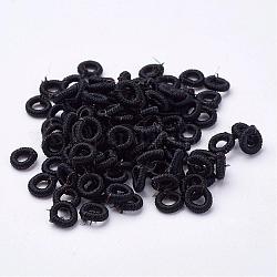 Polyester Weave Beads, Ring, Black, 6x2mm, Hole: 3mm, about 200pcs/bag